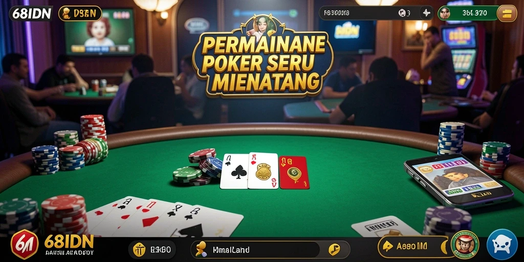 Tampilan permainan poker di 68IDN yang mendebarkan.