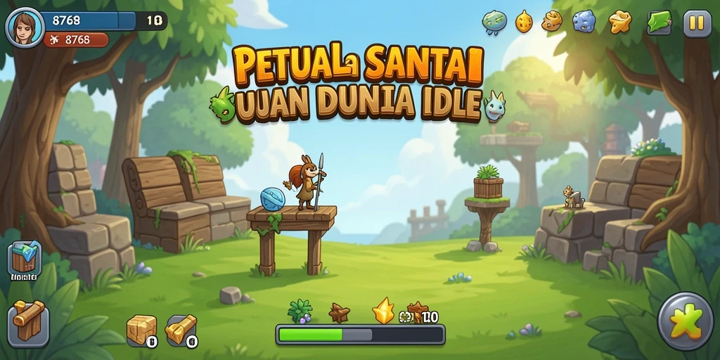 Screenshot gameplay 8768 dengan elemen santai dan karakter unik.