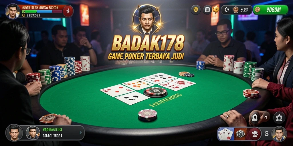 Tampilan gameplay Poker yang mendebarkan di BADAK178.