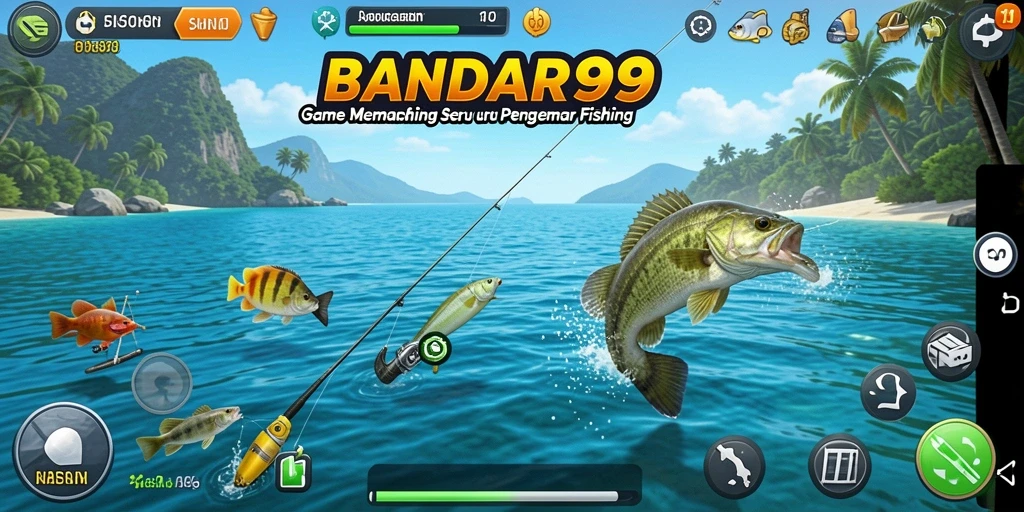Gameplay seru BANDAR99 saat memancing ikan di berbagai lokasi.