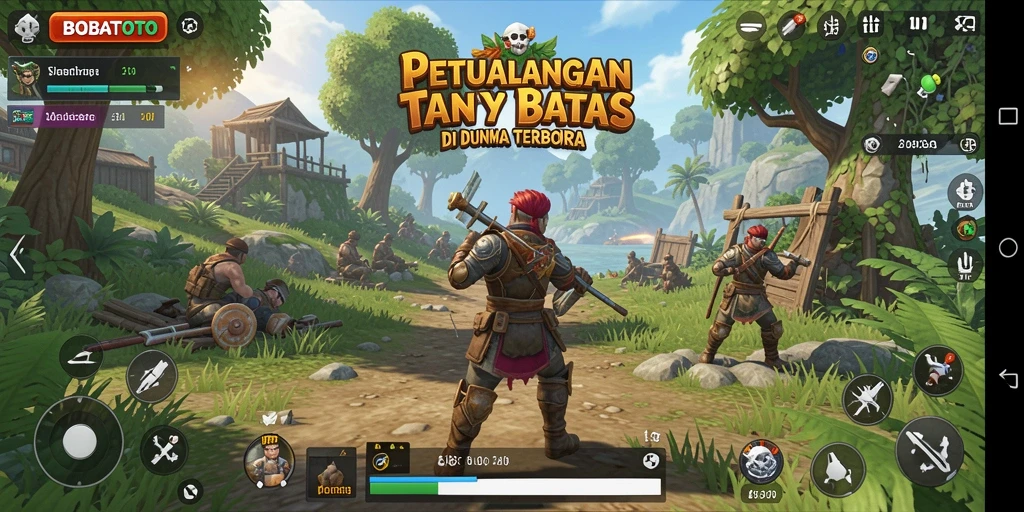 Screenshot gameplay BOBATOTO menampilkan petualangan epik di dunia terbuka.