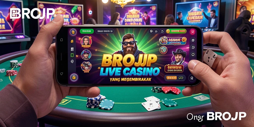 Tampilan screenshot BROJP menampilkan dealer langsung dalam sesi permainan Live Casino.