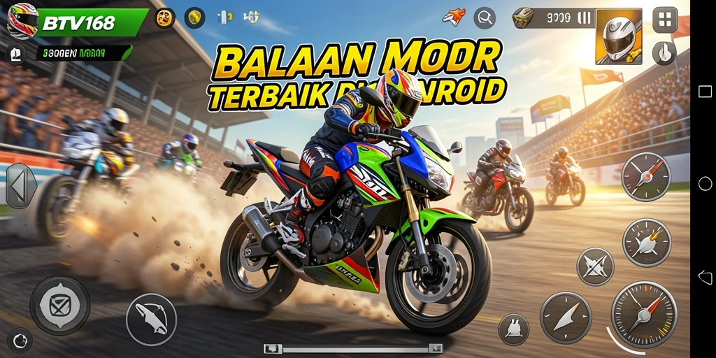 Screenshot gameplay BTV168 menampilkan aksi balapan motor yang mendebarkan.