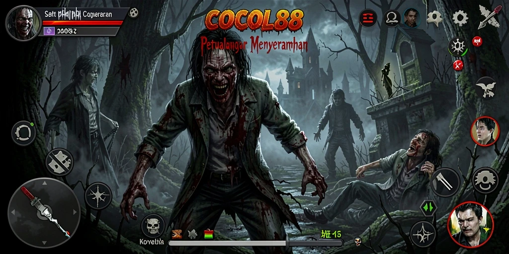 Screenshot menampilkan momen menegangkan dalam gameplay COCOL88 dengan suasana horror yang mendalam.