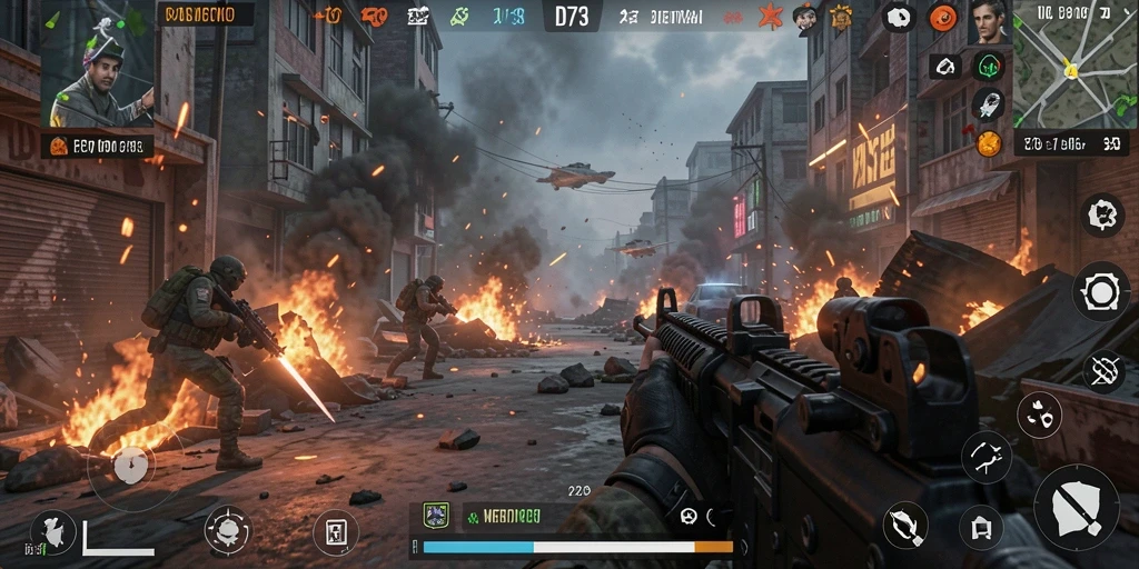 Tampilan gameplay D73 yang intens dan menegangkan.