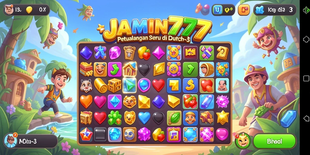 Tampilan aksi gameplay seru di JAMIN777 Match-3.