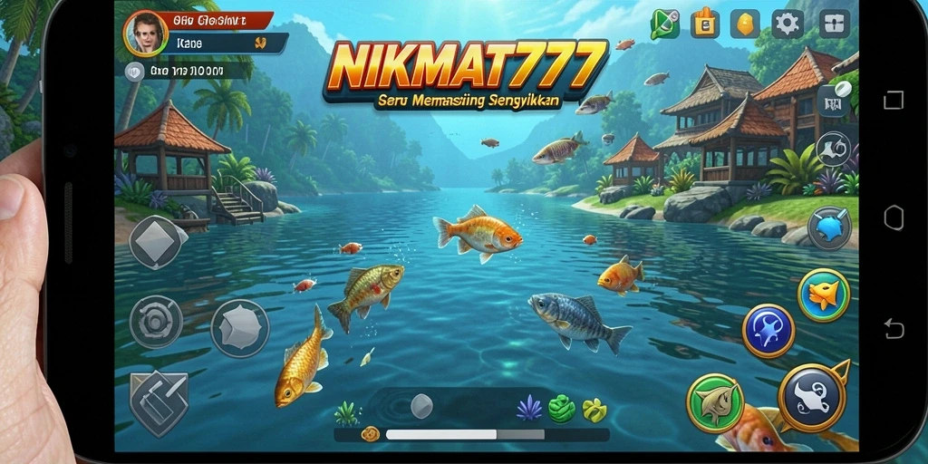 Screenshot gameplay NIKMAT777 menampilkan aksi memancing yang seru dan menarik.