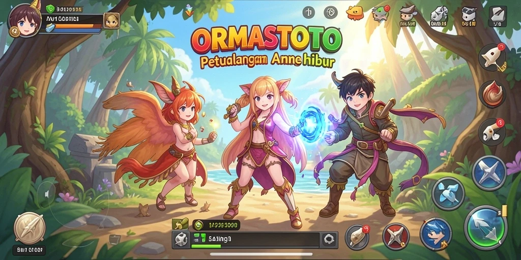 Screenshot gameplay ORMASTOTO menampilkan karakter anime yang beraksi.