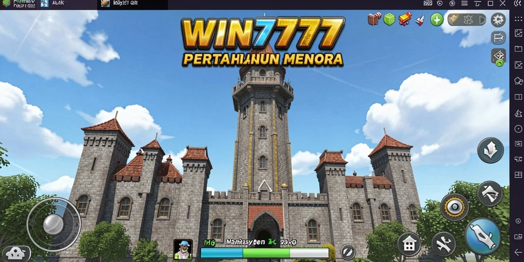 Tangkapan layar gameplay <strong>WIN777</strong> yang menunjukkan menara beraksi melawan musuh.