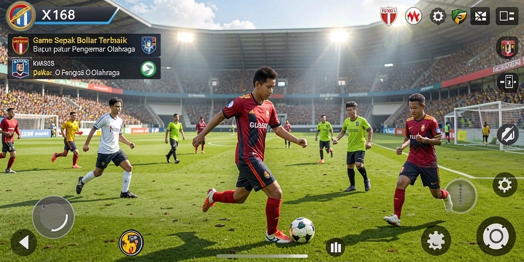 Gameplay X168 menampilkan aksi sepak bola yang menegangkan dan realistis.